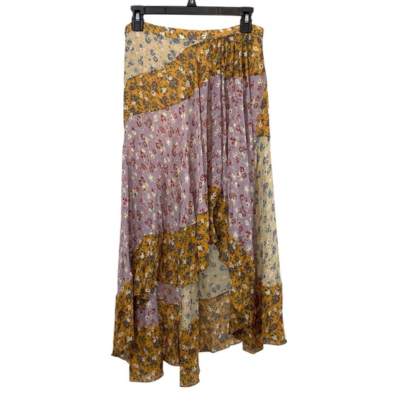 NWOT Zara Floral Patchwork High Low Ruffle Maxi Skirt - Picture 8 of 8